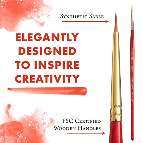 Princeton Heritage, Series 4050, Synthetic Sable Paint Brush for Watercolor, Round, 3/0 - size: Size 3/0