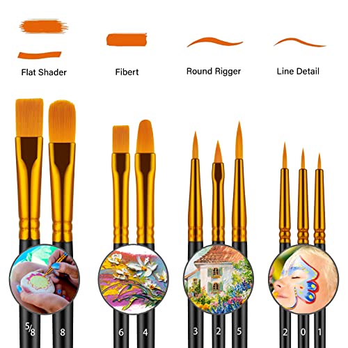 Artstorys 10Pcs Paint Brush Set, Small Round Detail Tips, Black - color: Black,nickel