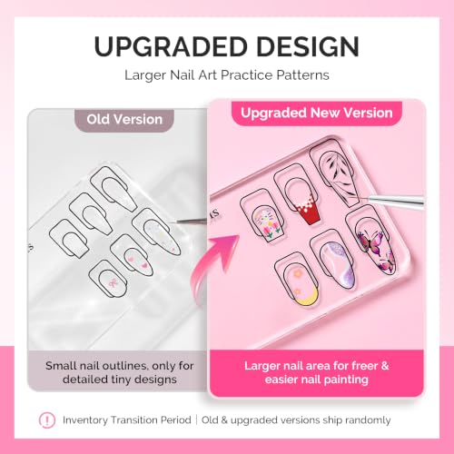 MelodySusie 3Pcs Nail Art Practice Palette, Practice Hand Alternative with Nail Shape Lines, Reusable Gel Polish Mixing Plate & Training Board for Nail Finger Practice, Clear - size: 3Pcs without Spatula
