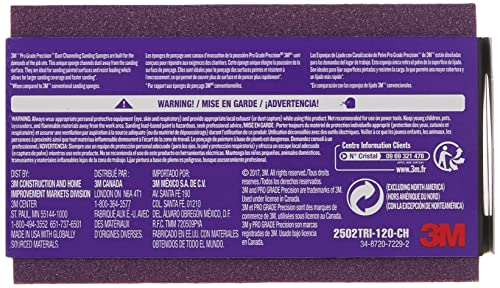 3M 2502PGP-120-UF Pro Grade Precision 120-Grit Ultra Flexible Sanding Sponge, 4.5" x 2.5" x 1" - style: 120-Grit