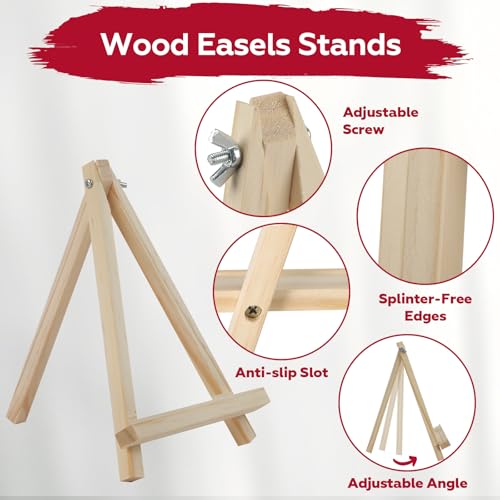 4 Pack 9 Inch Wooden Easel Stand, Portable A-Frame Tabletop Display Easel for Painting, Canvas, Signs,Photos, Art Easel for Kids, Students, Beginners（Need Assemble）