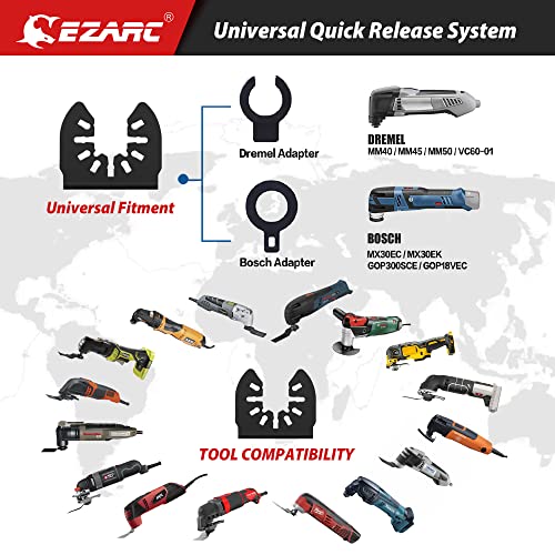 EZARC Titanium Oscillating Saw Blades Kit 4 PCS, Plunge Cutting Multitool Blades for Metal Wood Nails Screws, Flush Cut Universal Quick Release Multi Tool Blades Kits, Tool Blades Fit Multiple Models - size: 4 Pcs Mixed Set