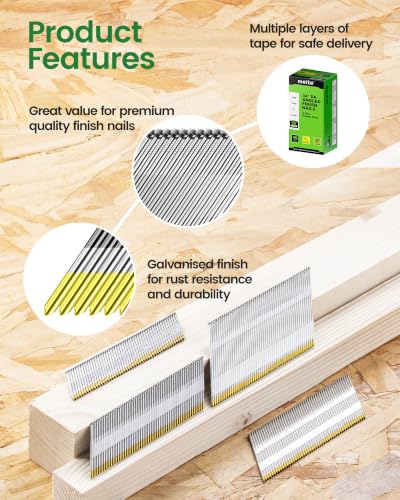meite 15 Gauge Angled Finish Nails Galvanized DA Style 4 Sizes Set 2,000PCS - size: 4 Sizes Pack (1-1/4”, 1-1/2“, 2”, 2-1/2)"