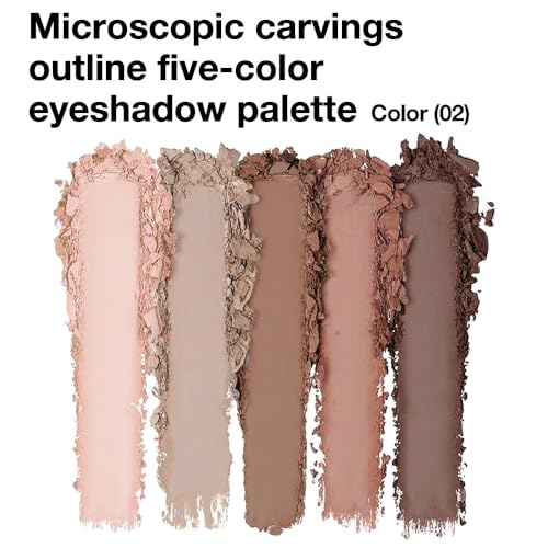 Nude Matte Eyeshadow Palette Makeup,5 Natural Nude Brown Light Brown Cool-Toned Natural Eye Shadow Palette Makeup, Smooth Blendable Texture, Long Lasting Naturing-Looking (02#, Pack of 1) - color: A-#02
