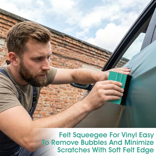 Felt Squeegee, 2 Pack Decal Squeegee Tool, Reusable Decal Vinyl Squeegees Tool Universal Car Accessories for Car Wrap Decals Window Tint Film Wallpaper Application