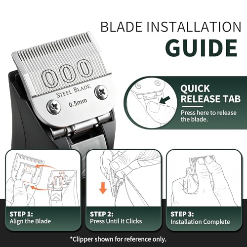 Size 000 Clipper Blade 0.5mm Compatible with OsterClassic76, Silver, 1 Pack - size: Size 000