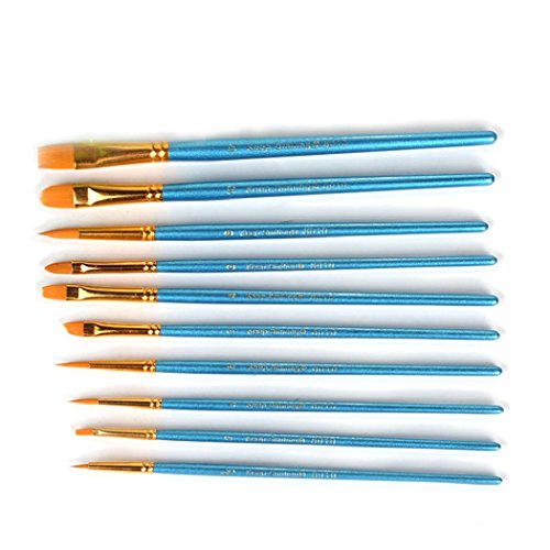 4 Sets of 10 Pcs Paint Brush Set, Synthetic Hair, Assorted Sizes & Shapes - size: 4 Sets