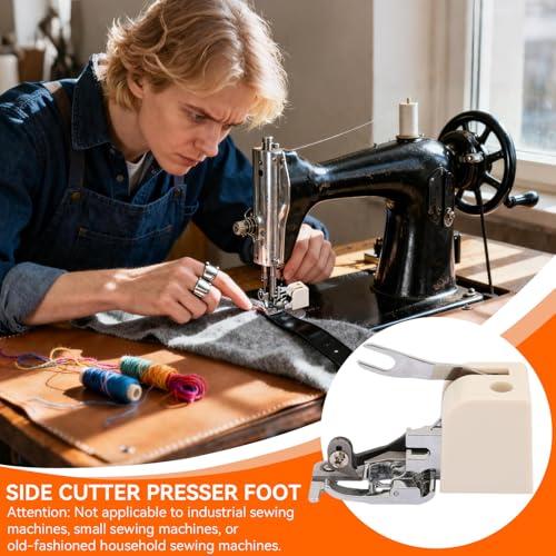Universal Presser Foot, Side Cutter Sewing Machine Presser Foot Compatible with Low-Shank Multi-Function Household Sewing Machines Feet, NOT for Older Model/Industrial/Mini Machines