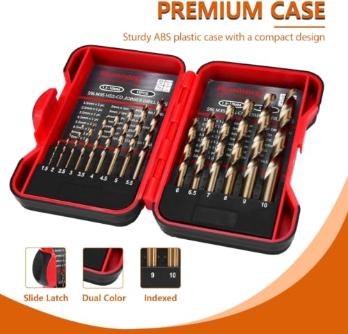 15-Piece M35 Cobalt Drill Bit Set, Metric 1.5-10mm for Hard Metals - style: 15pcs(Plastic Case)