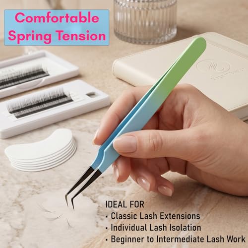 90 Degree Boot Lash Tweezers for Volume Fans - color: Cectweezer-05
