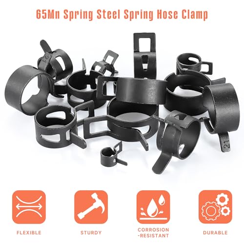60Pcs 0.43"(11mm) Spring Band Hose Clamps, Black - color: Black-60pcs, size: 0.43"(11mm)