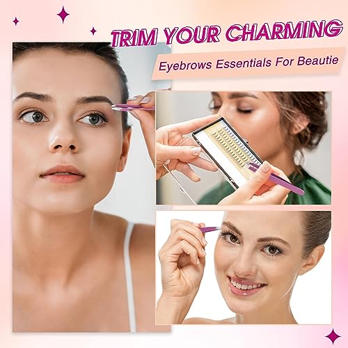 Mudder 12 Pcs Eyebrow Tweezers Set for Facial Hair in Bulk - color: Purple