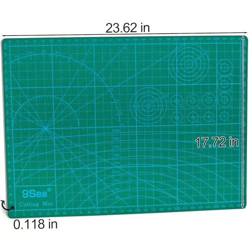 A2 Self Healing Cutting Mat, 23.62 x 17.72 in, 5-Ply PVC Craft Board for Rotary Cutters, Sewing, Quilting and Leatherwork, Green - size: 23.6"L x 17.7"W