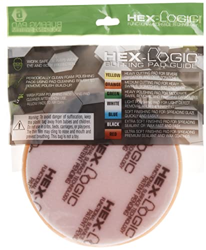 Chemical Guys, Hex-Logic Medium-Heavy Cutting Pad, Orange, 6.5 in for 6 in - size: 6.5 Inch Pad (1 Pack), style: Medium Cutting