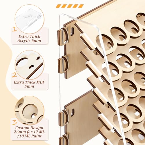 Colingmill 140 Holes Wooden Paint Rack for 18 ml Dropper Bottles - size: 18 ml, style: 140 Holes