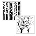 The Crafter’s Workshop - Reusable Birch Tree Stencil for Painting and Crafts – Elegant Reversed Branches Pattern for Wood, Canvas, and Journals – 2 Pk, 6" x 6" – Birch Trees/Reversed Branches - style: Birch Trees / Reversed Branches