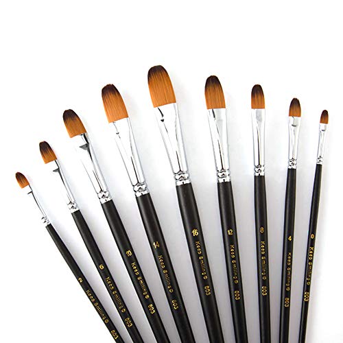 9 Pcs Filbert Large Paint Brushes Set, Synthetic Hair, Long Handle - size: Filbert (Long Handle)