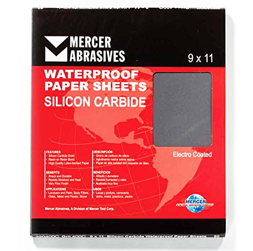 Mercer Industries 220360A - 9 x 11 Silicon Carbide Waterproof Paper Sheets, Grit 360A (50 pack) - size: Grit 360A