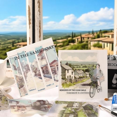 40 Pcs Large Aesthetic Vintage Scenery PET Scrapbook Stickers - color: Europe Builds Dreams