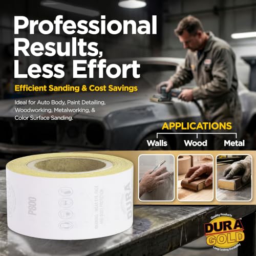 Dura-Gold Gold PSA Longboard Sandpaper, 800 Grit, 20 Yard Roll, 2-3/4" Wide - size: 800-Grit