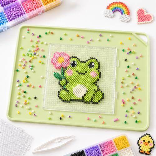 Large Fuse Bead Pegboard Mat 18.9 x 15 in, Silicone Craft Tray - color: Green