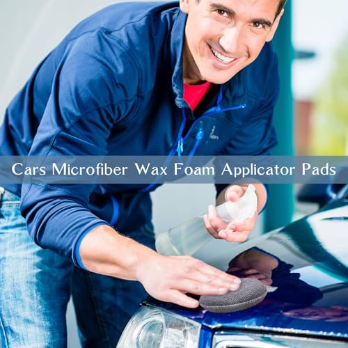 Tanlade 50 Pcs Microfiber Wax Applicator Pads 5 Inch, Grey - color: Gray