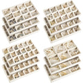 Junkin 12 Pcs Velvet Jewelry Organizer Tray, Stackable Storage - color: Beige