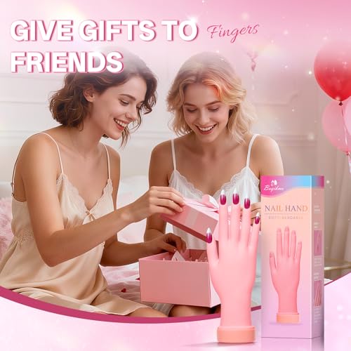 Buqikma Flexible Practice Nail Fake Silicone Hand Model for Acrylic Nails