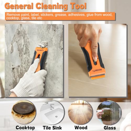 REXBETI Razor Blade Scraper Tool, Paint, Windows, Glass Stovetop Scraper - size: 8