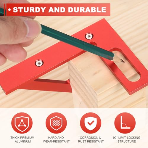 HARFINGTON 3D Multi-Angle Measuring Ruler 45/90 Degree Metric Blue - color: Blue