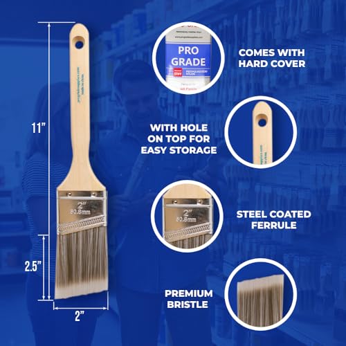 Pro Grade Paint Brushes, 2 Inch Angle Paint Brush, Walls & Trim, 12 Pack - size: 2 inches