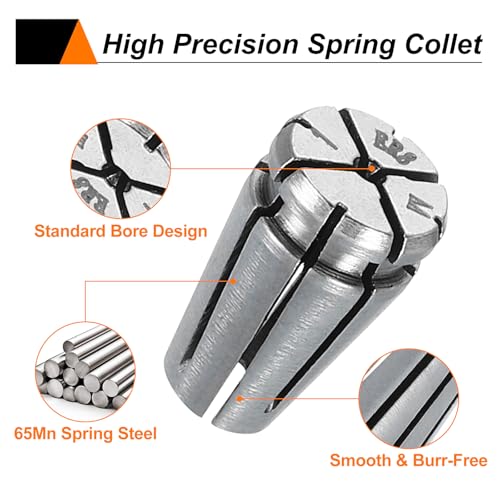 HARFINGTON Spring Collet Chuck ER8 1mm 65Mn Spring Steel Precision Router Collets for CNC Engraving Milling Lathe Tool - size: ER8 x 1mm
