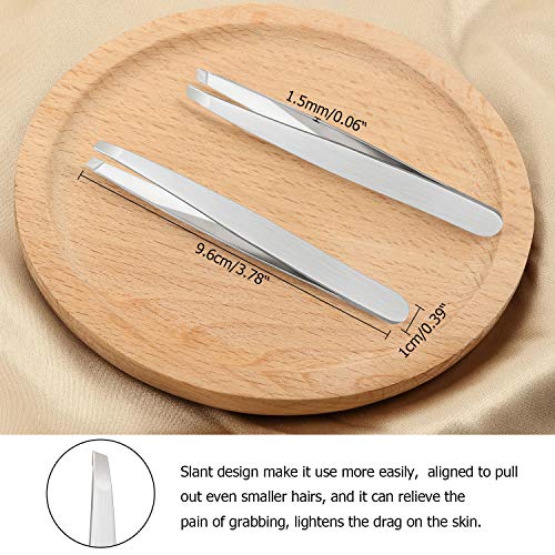 Mudder 12 Pcs Eyebrow Tweezers Set for Facial Hair in Bulk - color: Silver