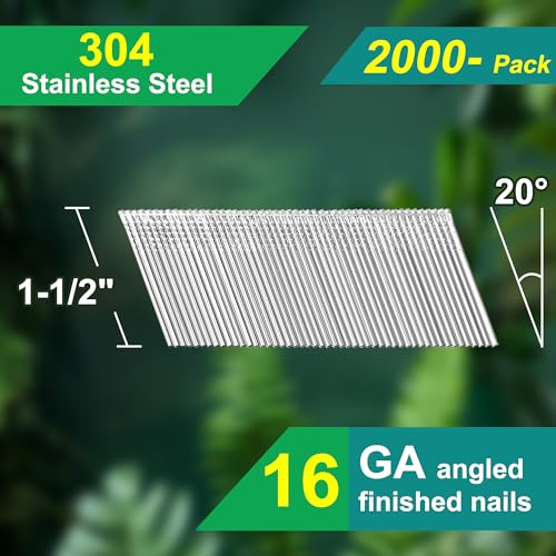 16 Gauge 20-Degree Angled Finish Nails 1-1/2 Inch, 2000-Pack - size: 1-1/2"~2000pcs