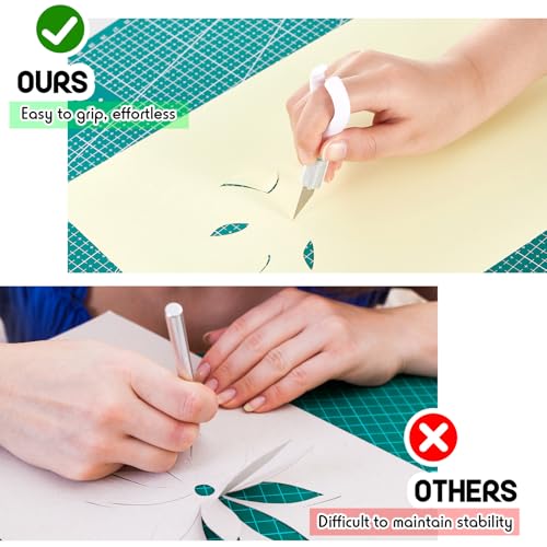 Lasnten 2 Pack Fingertip Craft Knife with 10 Blades, 4.2 In, White