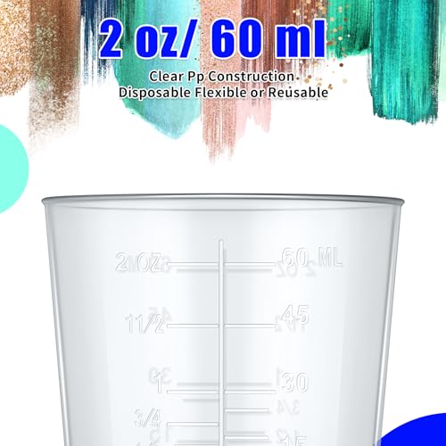 Konohan 300 Pack 2oz/ 60 ml Plastic Measuring Cups Clear Graduated Resin - size: 2oz/ 60 ml