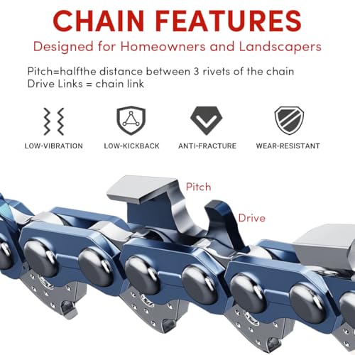 8 Inch Chainsaw Chain Replacement Accessories, 5 Pieces 1/4" LP Pitch, 0.043" Gauge, 47 Drive Links Chains for 8-inch Cordless Electric Portable Mini Chainsaws for Pruning Shears Wood Cutting