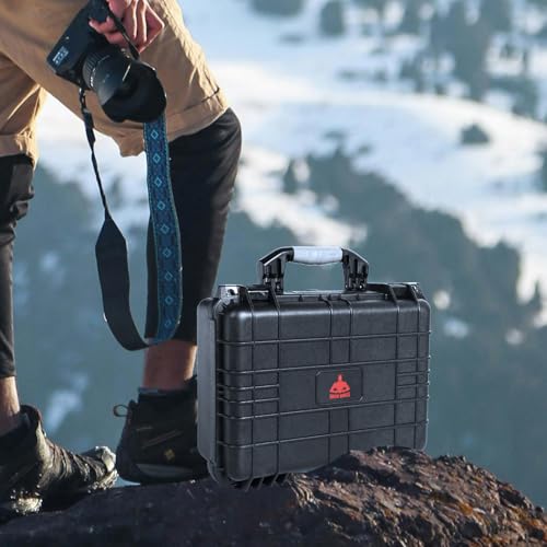 Jack Boss Waterproof Hard Camera Case with Foam,Black,16x12.8x6.8 Inch - color: Black, size: 16x12.8x6.8 in