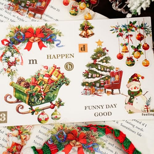 90 Pcs Vintage Christmas PET Stickers for Journaling - color: Christmas Surprise Night