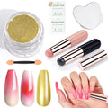Saviland Chrome Nail Powder Set: 2PCS Reusable Chrome Nail Powder Applicator Nail Brush with 1g Metallic Mirror Effect Chrome Powder for Gel Nails