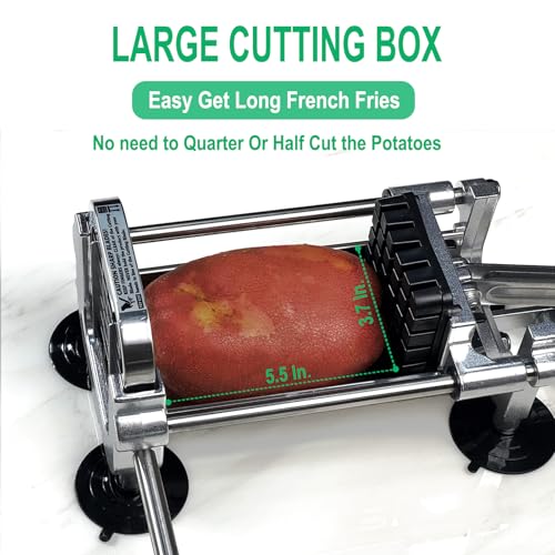 French Fry Cutter, Heavy Duty Potato Slicer, Stainless Steel Potato Chopper Set with 1/2 and 1/4 Inch Blades for Sweet Potato, Carrot, Yam, Cucumbers - size: 1/2&1/4 Cutter