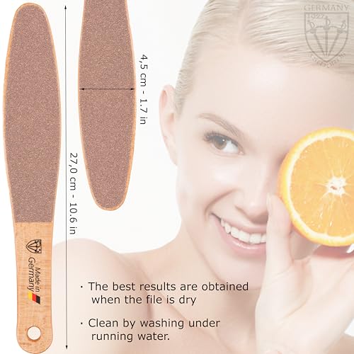 3 Swords Germany Brand Quality Foot File Made from German Beech Wood, Two-Sided Smooth and Rough, Hard Skin Callus Removal