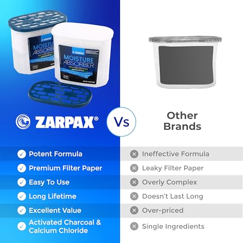 ZARPAX Moisture Absorber Activated Charcoal 18 oz Large - Set of 4 - size: 18 Ounce (Pack of 4), style: Activated Charcoal