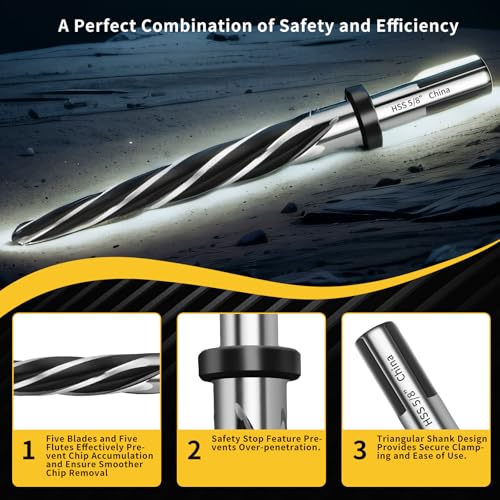 5/8" M2 HSS Bridge Construction Taper Reamer Drill Bit for Metal - size: 5/8”
