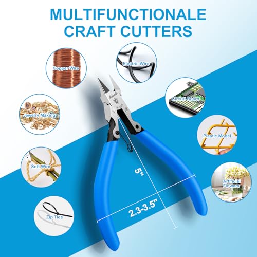 5" Flush Cutter Wire Cutters, Ultra-Sharp Precision Side & Diagonal Cutting Pliers with Spring, Chrome Vanadium Steel Wire Snips for Electronics, Model, Floral, Plastic & Soft Wire - size: B06-1Pack