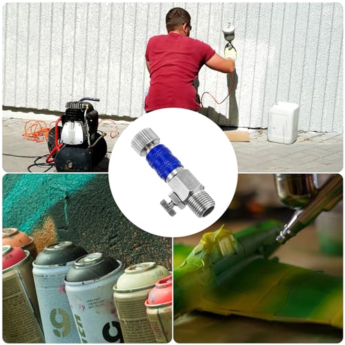 PATIKIL 1/8 Air Brush Connector Adapters, 2pcs Air Brush Quick Connect Air Brush Airflow Control Valve Quick Release Disconnect for Air Brush Hose, Blue - color: Blue