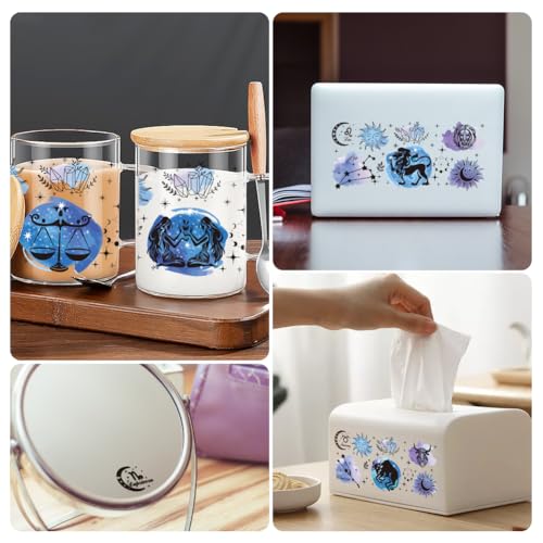 12 Sheets UV DTF Cup Wrap Transfer Stickers, Star Sign Rub on Decals Scorpio Leo Virgo UV DTF Cup Wraps Zodiac Sign Waterproof Personalized Stickers for Bottles Drink Jam Container - style: Star Signs