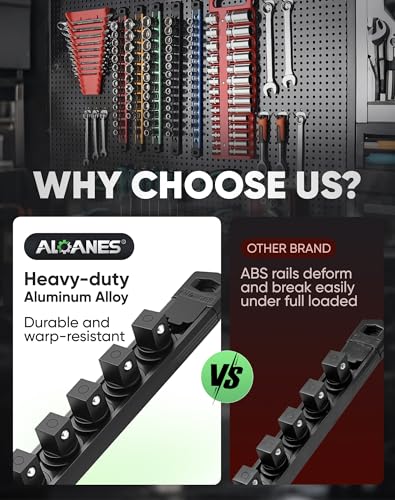 ALOANES Magnetic Socket Organizer, 1/4" Rail 14 Clips (Black, 1PC) - color: Black, size: 1PC, 1/4-Inch Drive