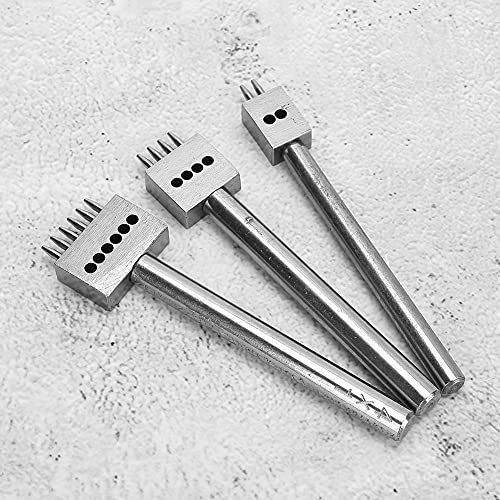 Punch Tool, Hole Punching Set, 3 Steel Punch with Incisive Edge for Leather Carving, Spacing Punch Tool with 4mm, 5mm, 6mm, 8mm Model(4mm)