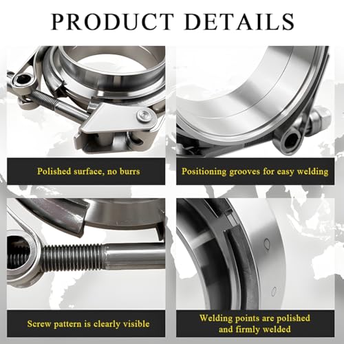 KVAEY V Band Clamp for Turbo, Automotive Stainless Steel Turbo Clamp with Male Female Flange (2.75") - color: 2.75"